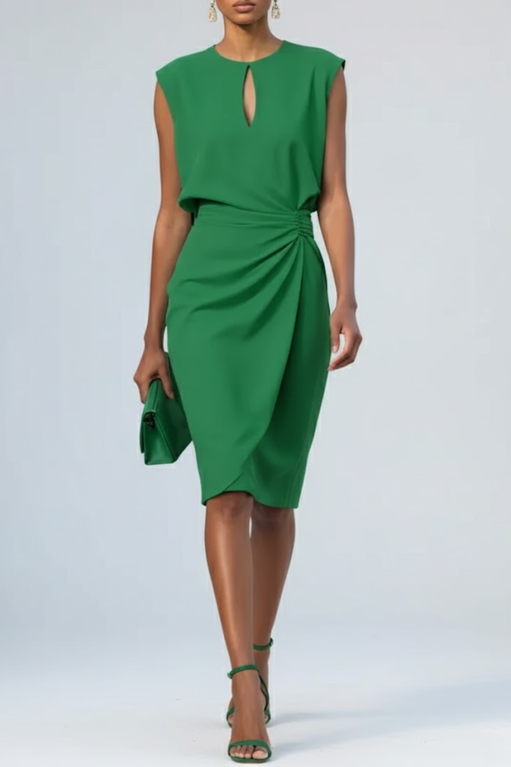 Arabella Keyhole Ruched Midi Dress