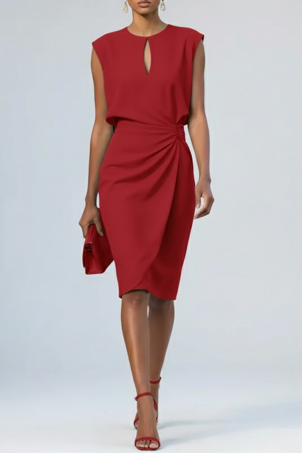 Arabella Keyhole Ruched Midi Dress