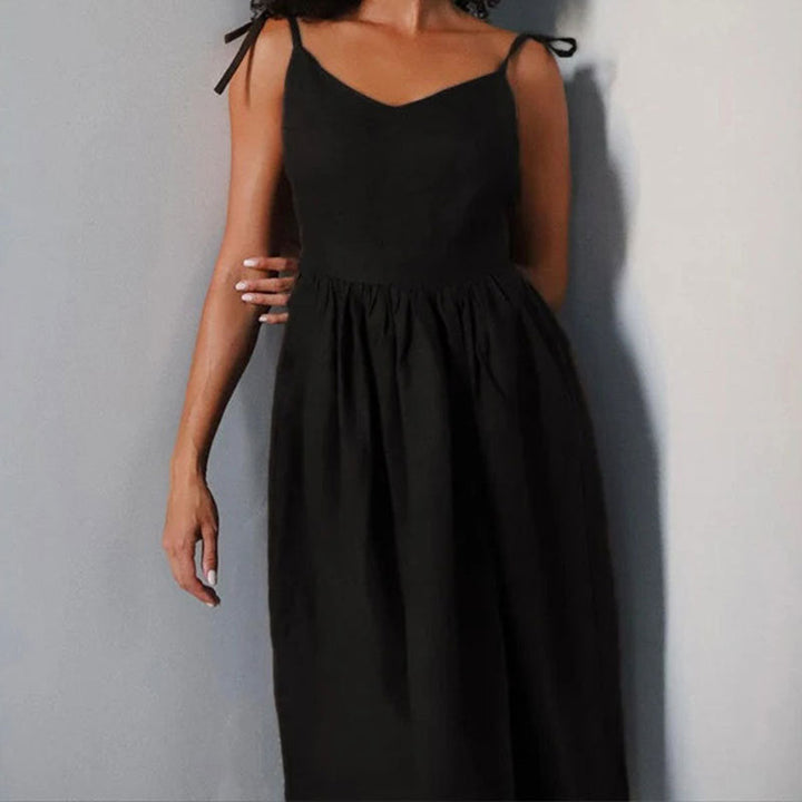 Mila Open Back Linen Midi Dress