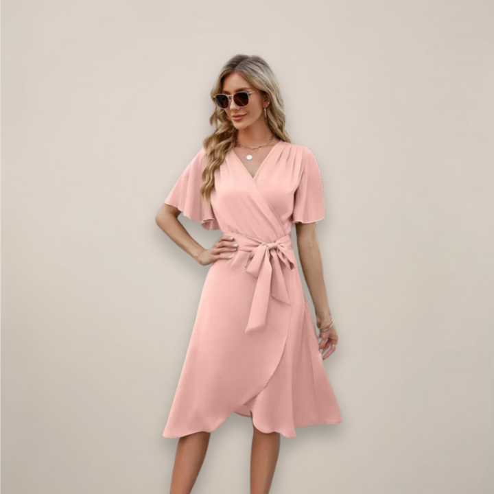 Eliana Tie Waist Wrap Midi Dress