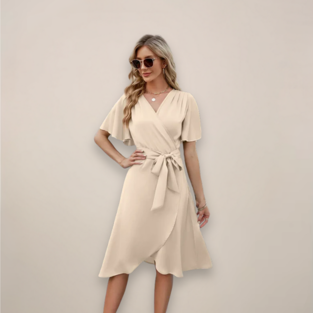Eliana Tie Waist Wrap Midi Dress