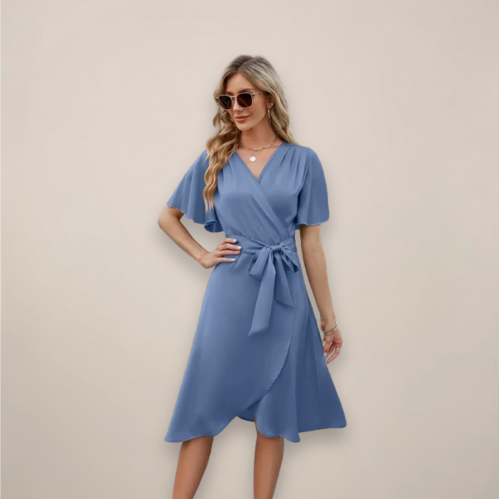 Eliana Tie Waist Wrap Midi Dress