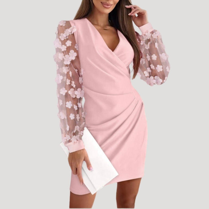 Rosalie Sheer Sleeve Wrap Mini Dress