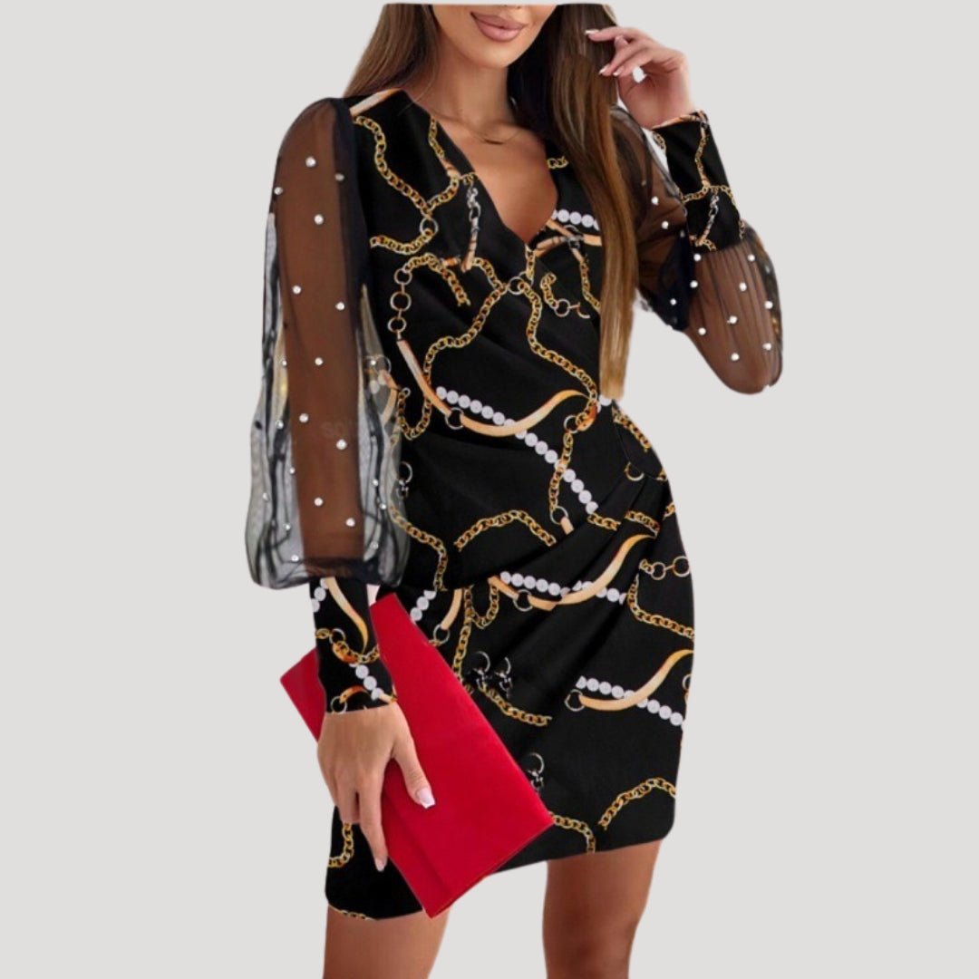 Rosalie Sheer Sleeve Wrap Mini Dress