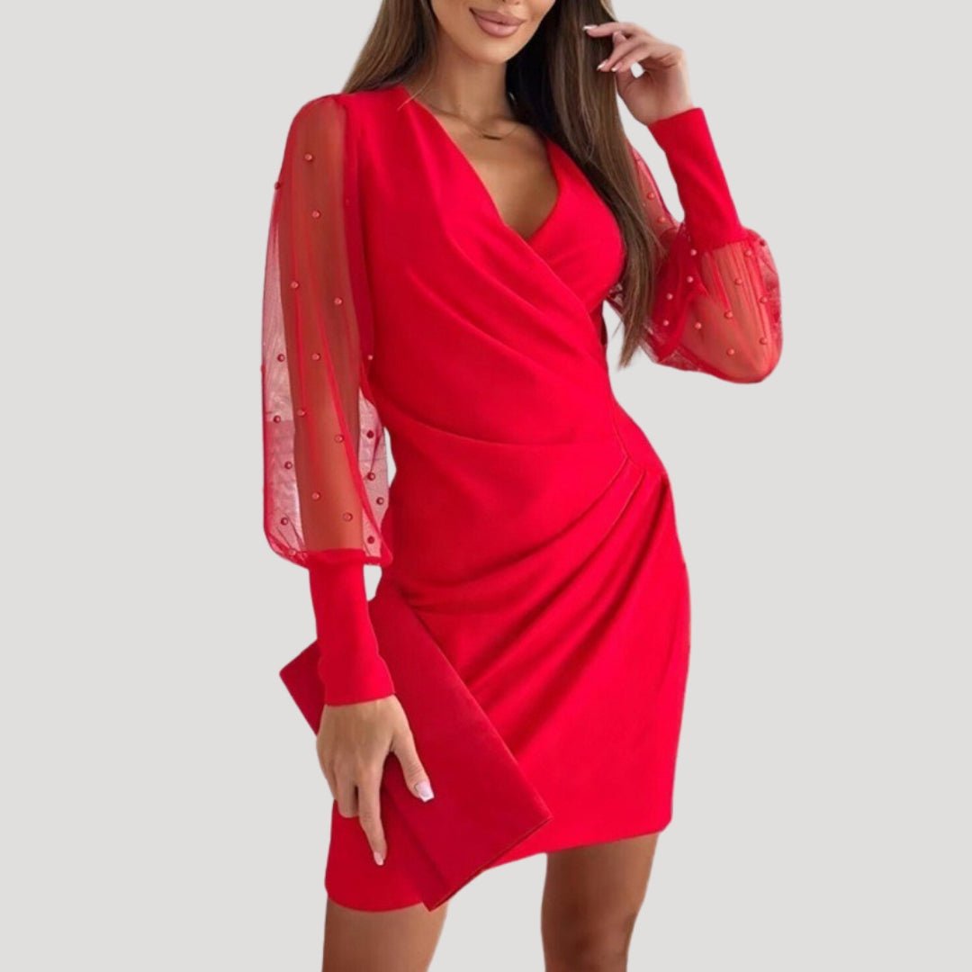 Rosalie Sheer Sleeve Wrap Mini Dress