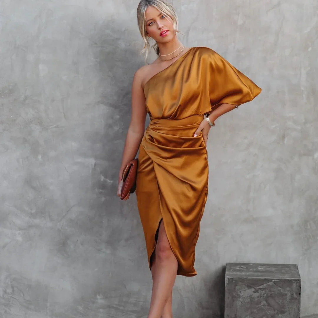 Bianca Satin One Shoulder Mini Dress