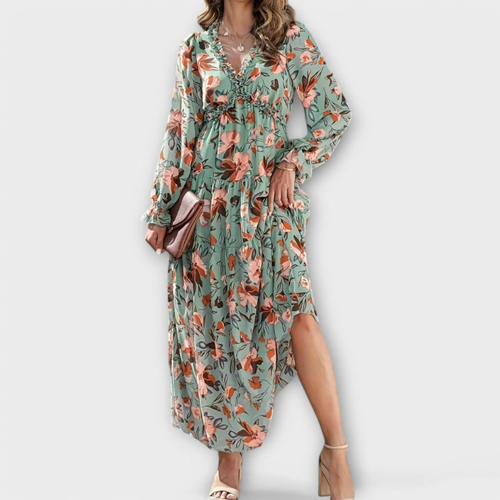 Sofia Pleated Floral Maxi Dress