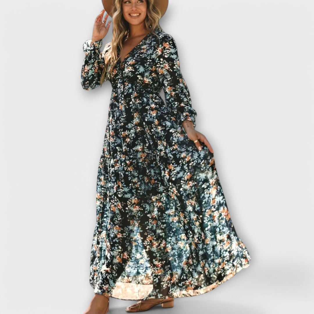 Sofia Pleated Floral Maxi Dress