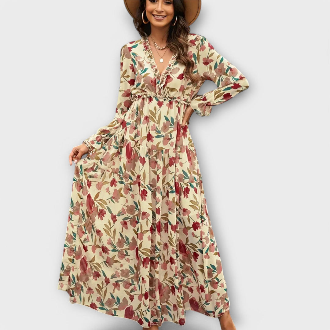 Sofia Pleated Floral Maxi Dress
