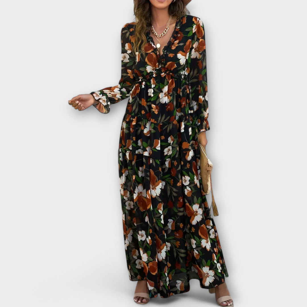 Sofia Pleated Floral Maxi Dress