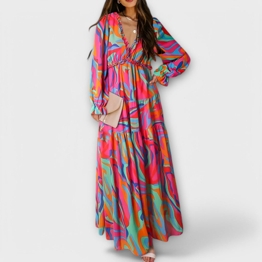 Sofia Pleated Floral Maxi Dress