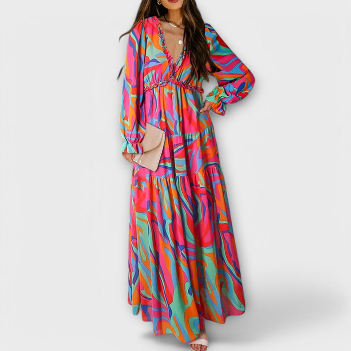 Sofia Pleated Floral Maxi Dress