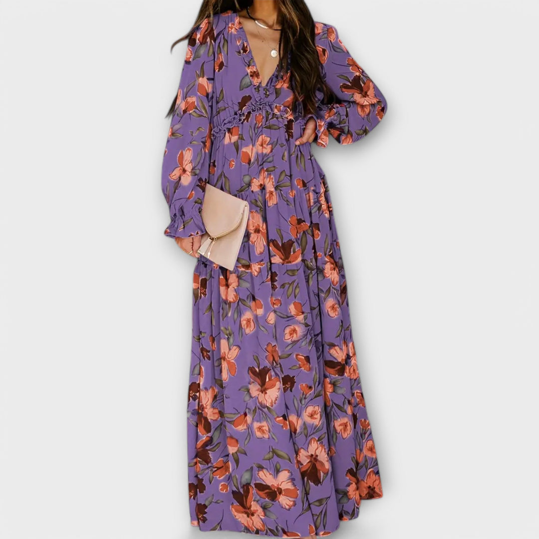 Sofia Pleated Floral Maxi Dress