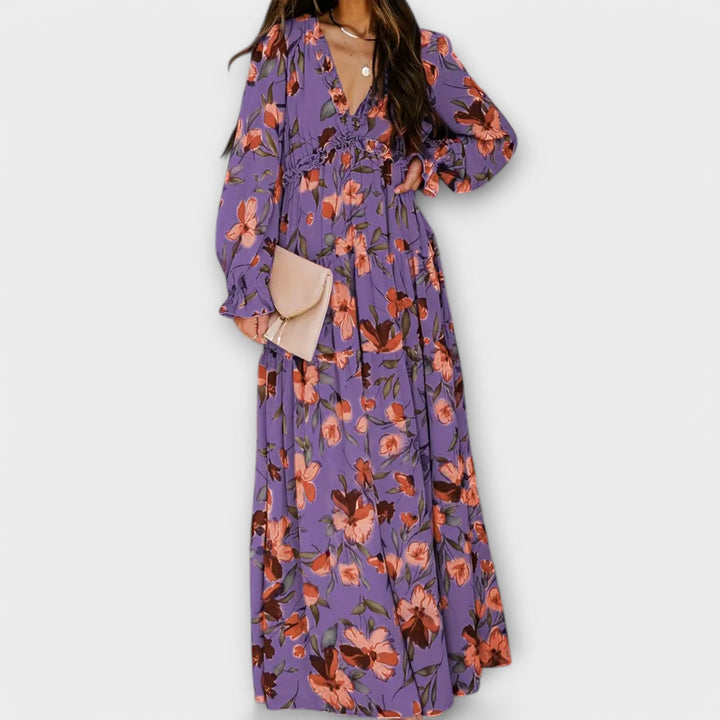 Sofia Pleated Floral Maxi Dress