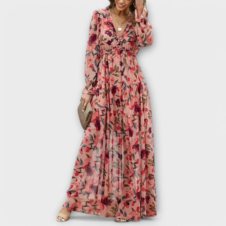 Sofia Pleated Floral Maxi Dress