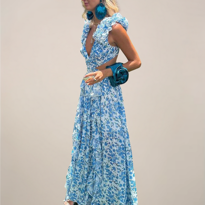 Lucia Cut-Out Ruffle Maxi Dress