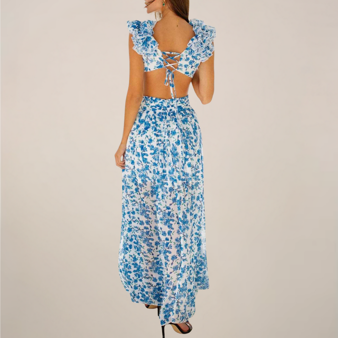 Lucia Cut-Out Ruffle Maxi Dress