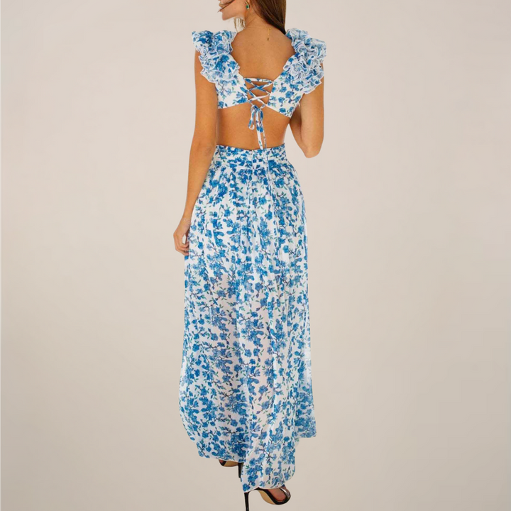 Lucia Cut-Out Ruffle Maxi Dress