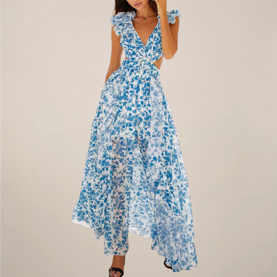Lucia Cut-Out Ruffle Maxi Dress