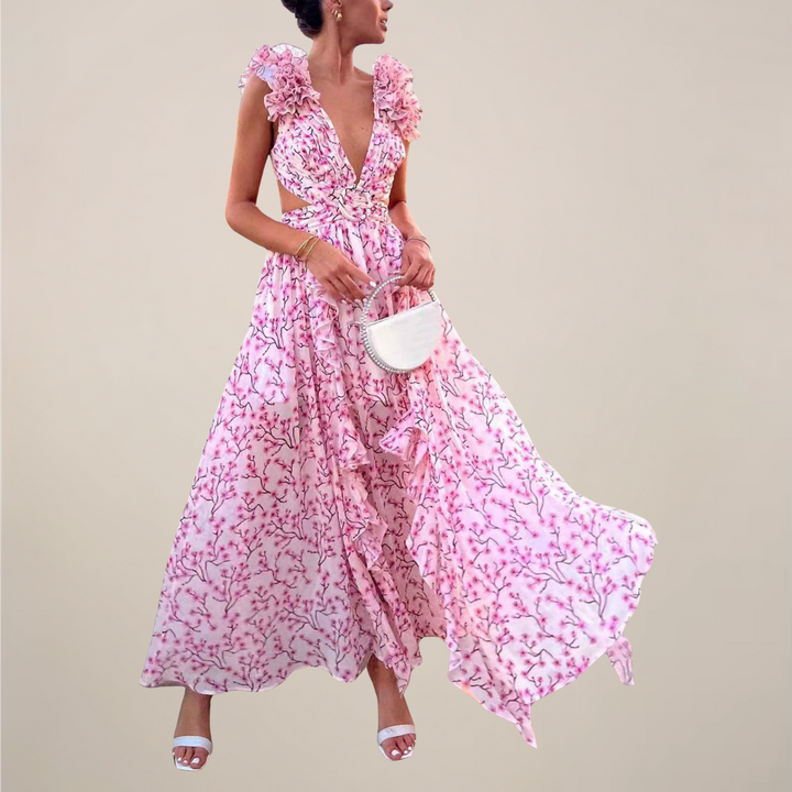 Lucia Cut-Out Ruffle Maxi Dress