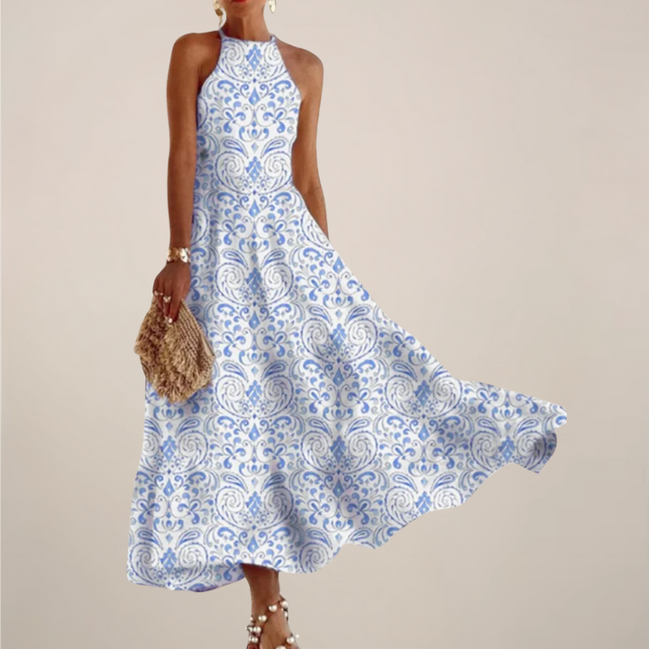 Alina Printed Halter Maxi Dress