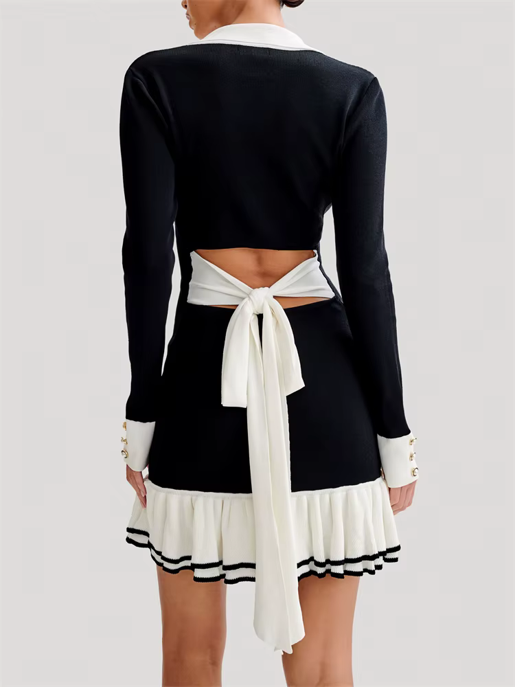 Colette Contrast Trim Knit Mini Dress