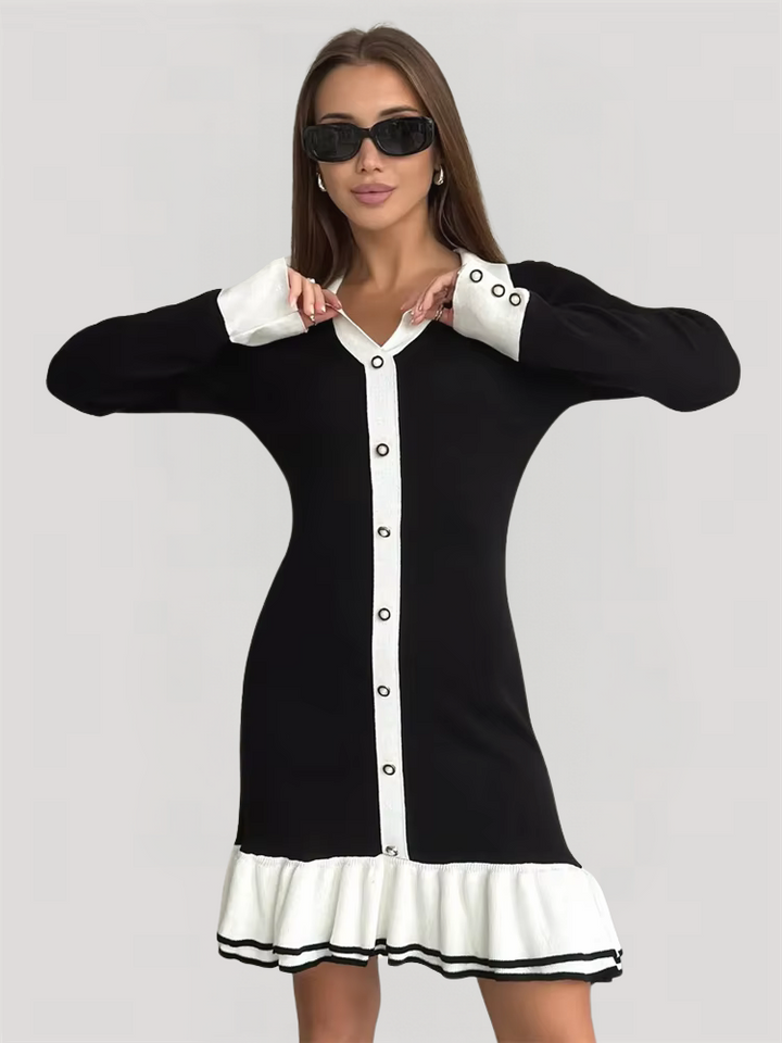 Colette Contrast Trim Knit Mini Dress