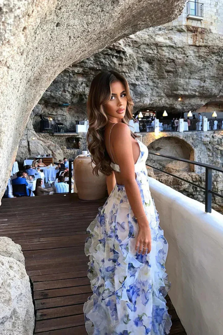 Lucia Floral Ruffle Maxi Dress