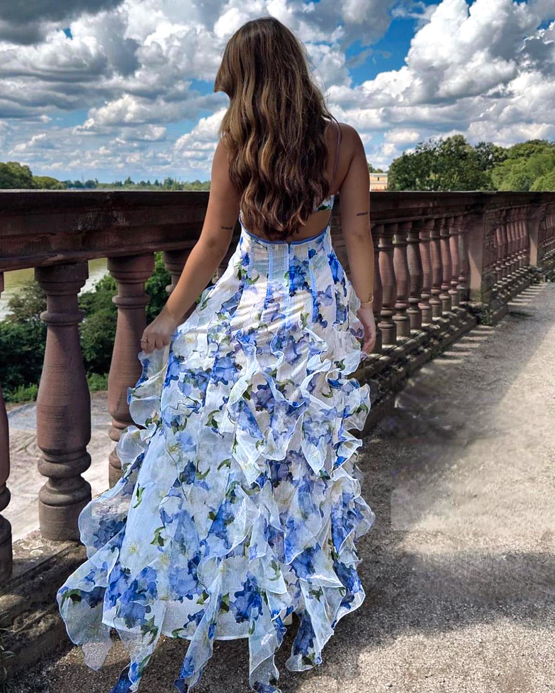 Lucia Floral Ruffle Maxi Dress