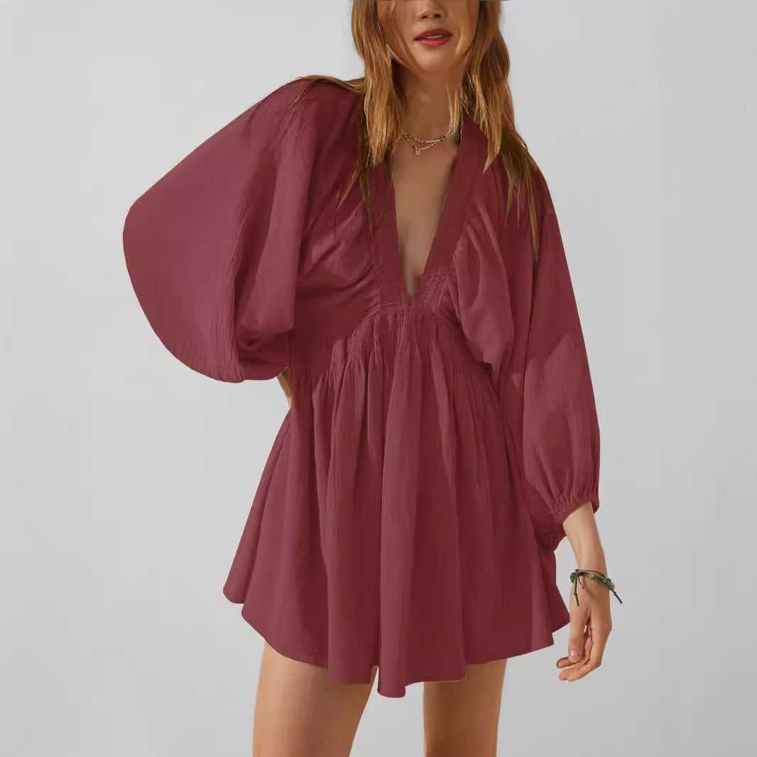 Aurelia Relaxed V Neck Mini Dress
