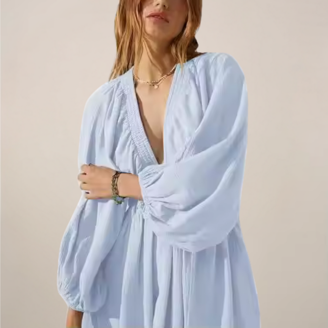 Aurelia Relaxed V Neck Mini Dress