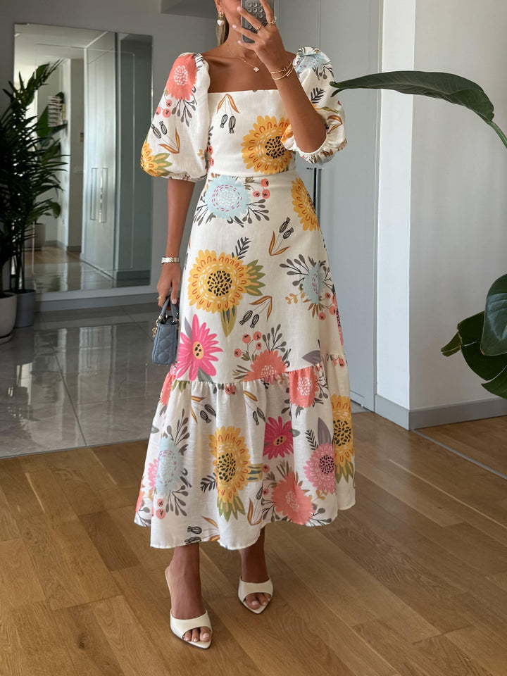 Alessandra Floral Puff Sleeve Maxi Dress