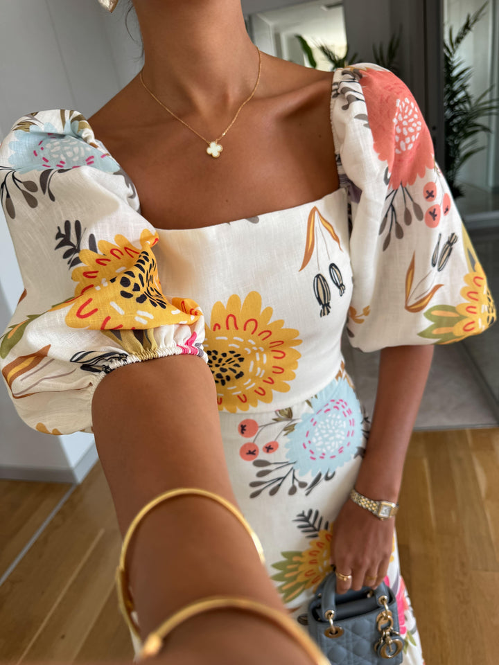 Alessandra Floral Puff Sleeve Maxi Dress