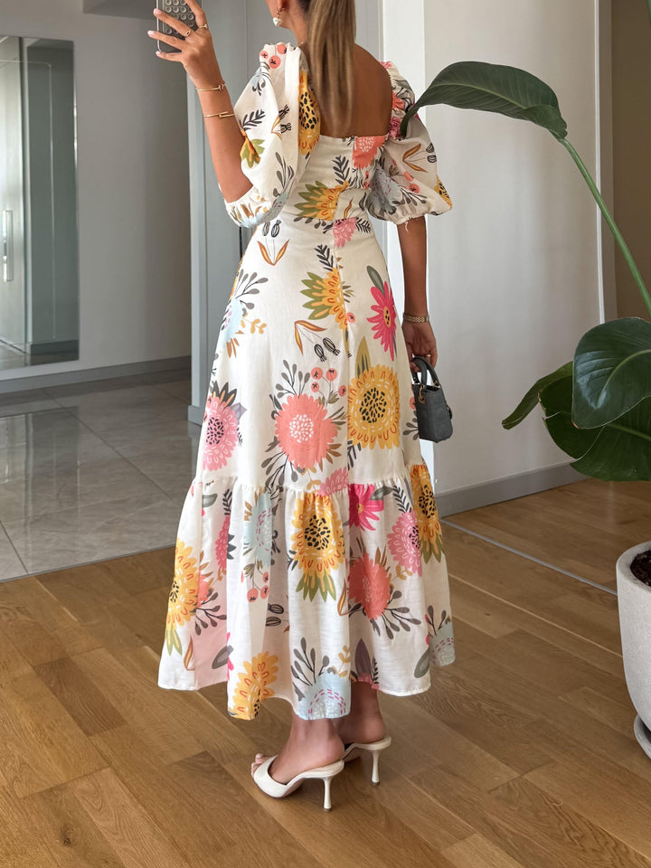 Alessandra Floral Puff Sleeve Maxi Dress