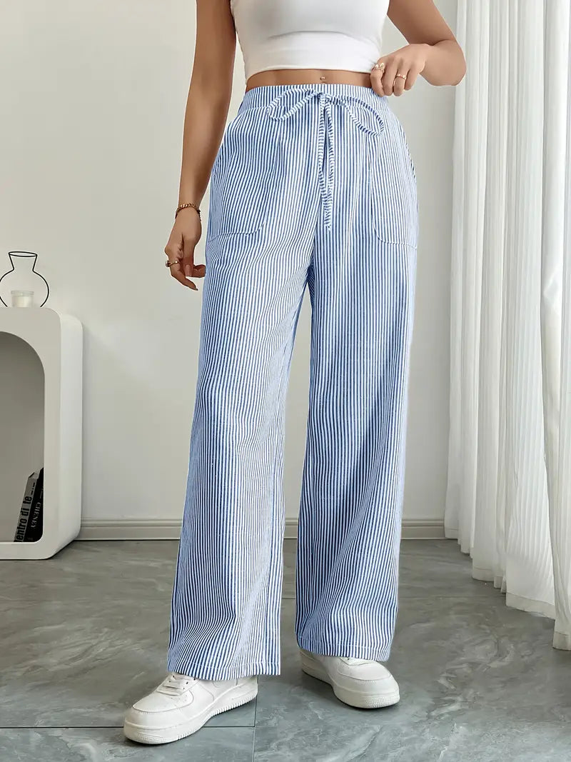 Soleia Striped Wide-Leg Trouser