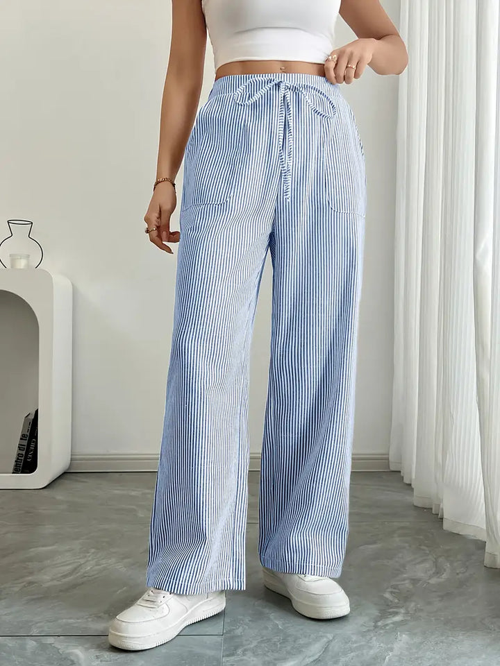 Soleia Striped Wide-Leg Trouser