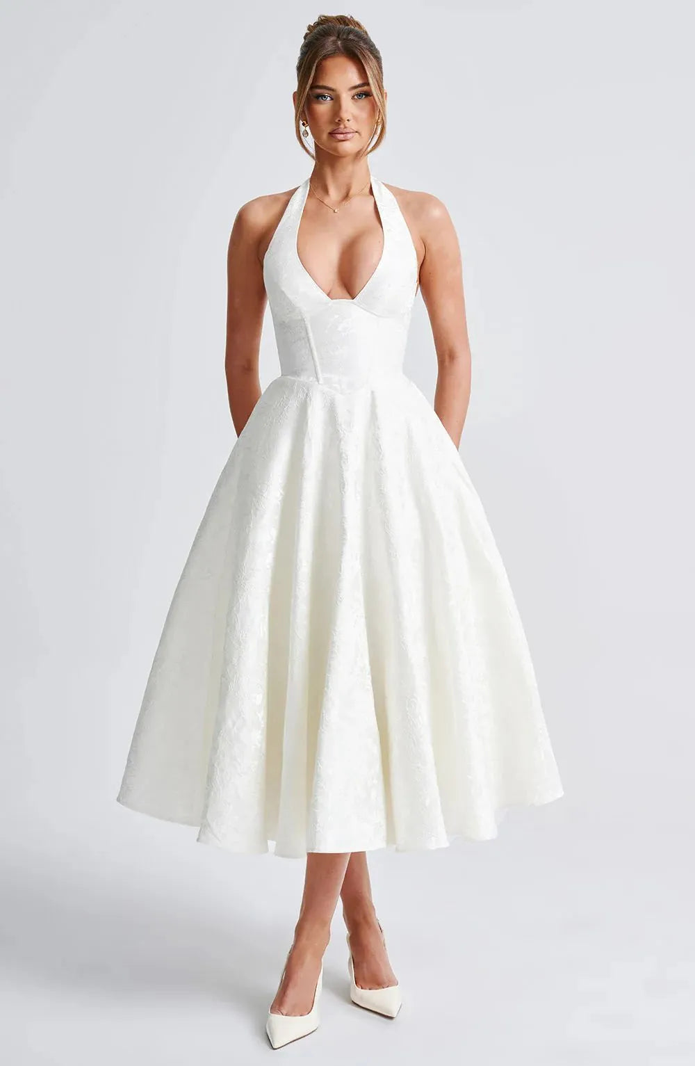 Celestine Halter Neck Corset Midi Dress
