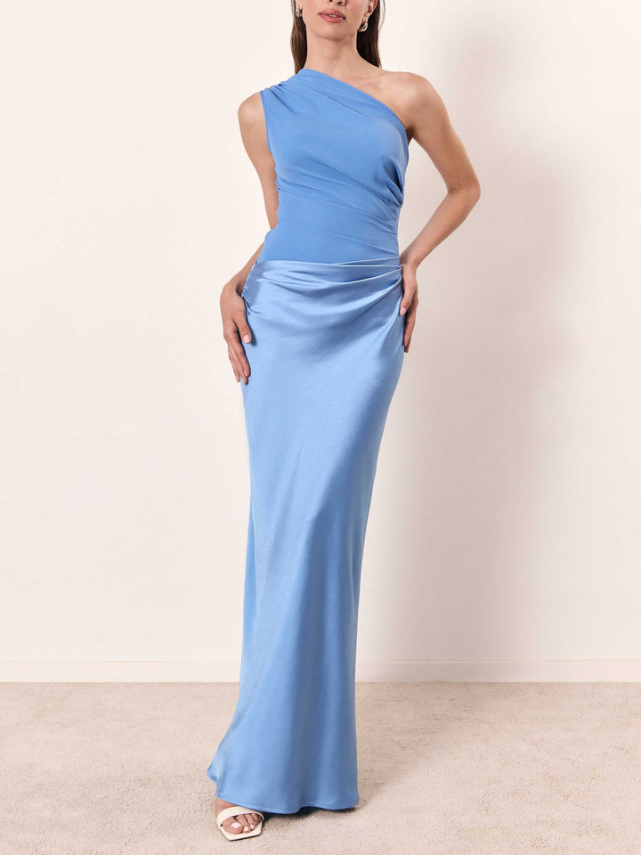 Anita One Shoulder Pleated Maxi Dress