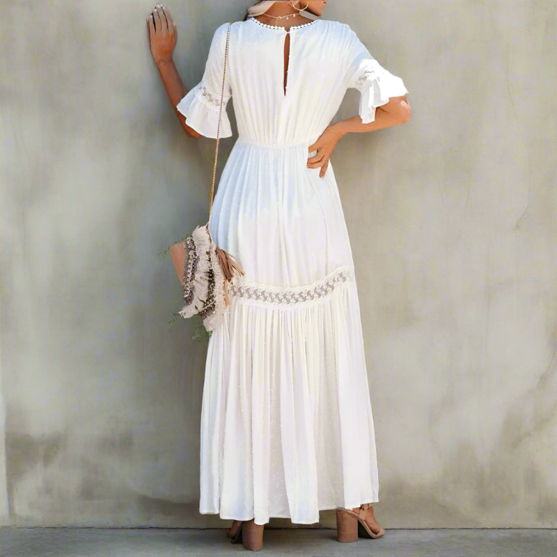 Mila Lace Flutter Sleeve Maxi Dress