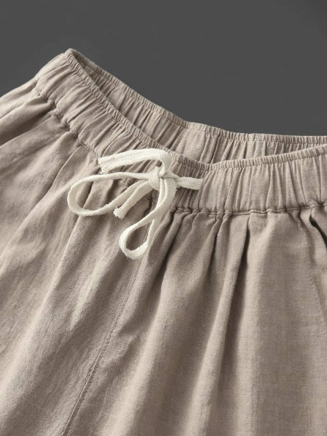 Hannah Drawstring Straight-Leg Pants with Roll-Up Hem