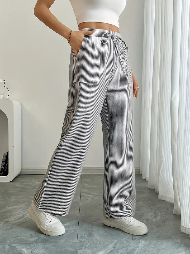 Soleia Striped Wide-Leg Trouser