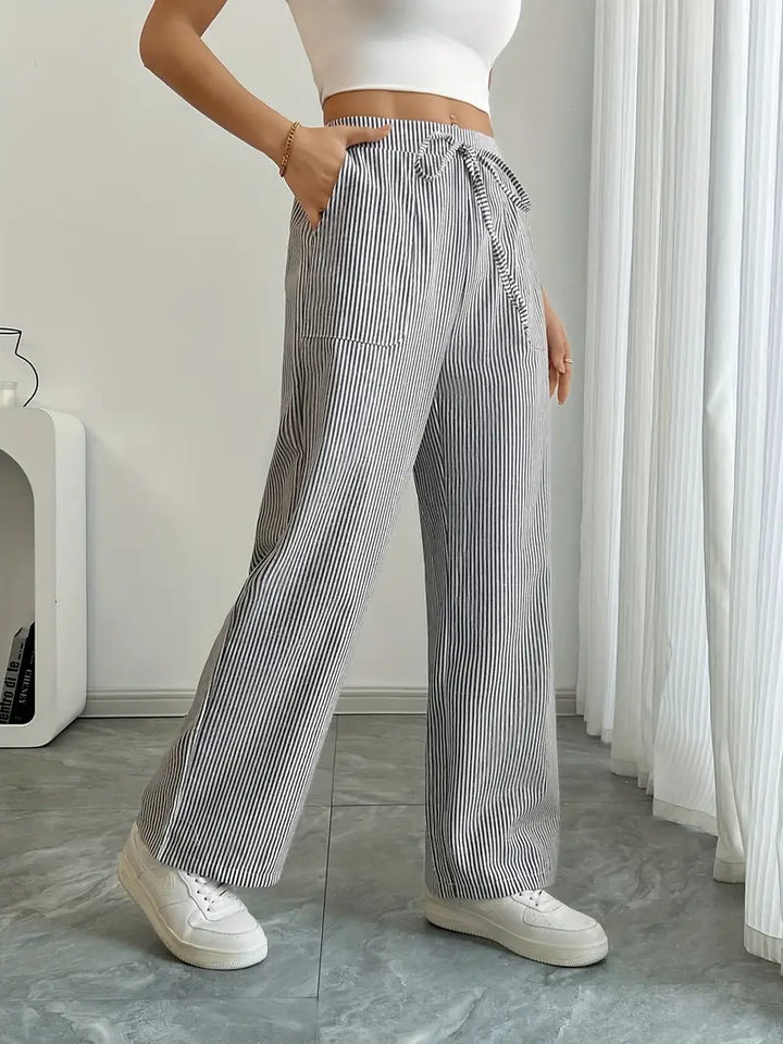 Soleia Striped Wide-Leg Trouser