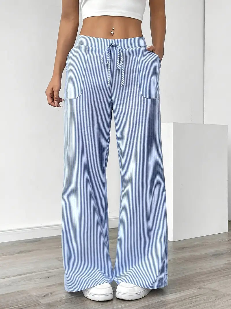Soleia Striped Wide-Leg Trouser