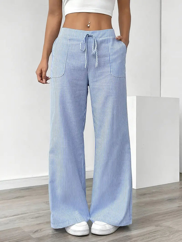 Soleia Striped Wide-Leg Trouser