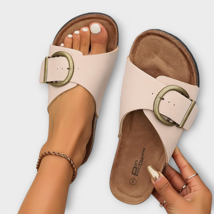 Joanna Comfort Buckle Slide Sandals