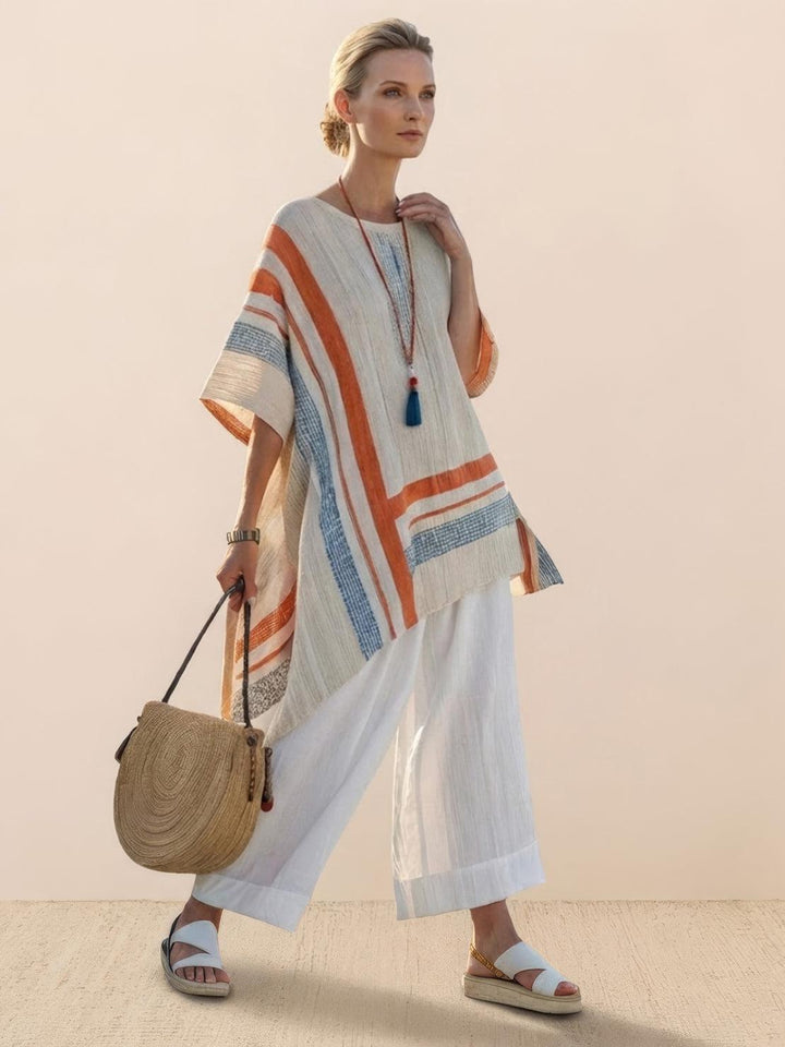 Paloma Striped Wide-Leg Pants &amp; Oversized Pocket Tee Set