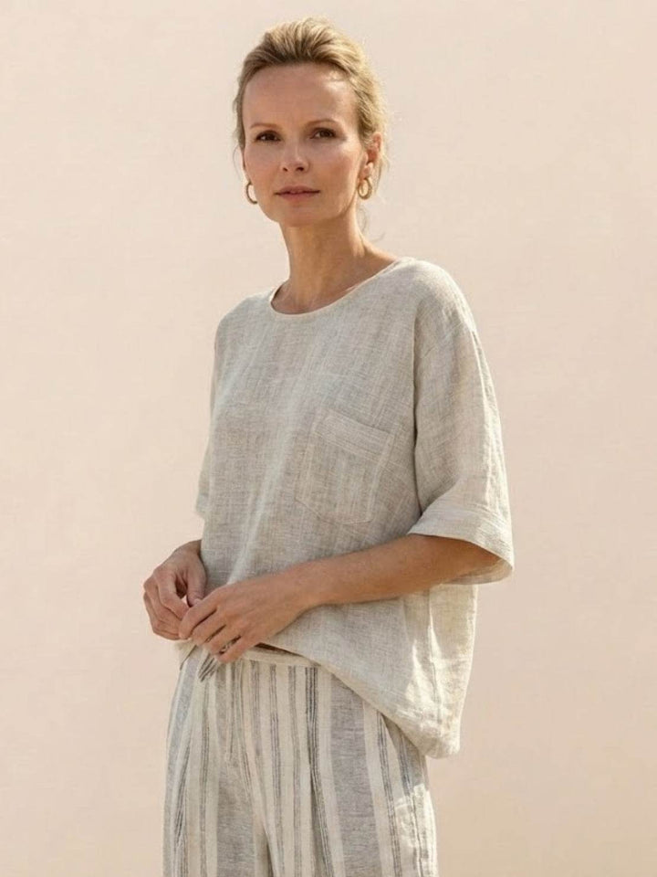 Paloma Striped Wide-Leg Pants &amp; Oversized Pocket Tee Set