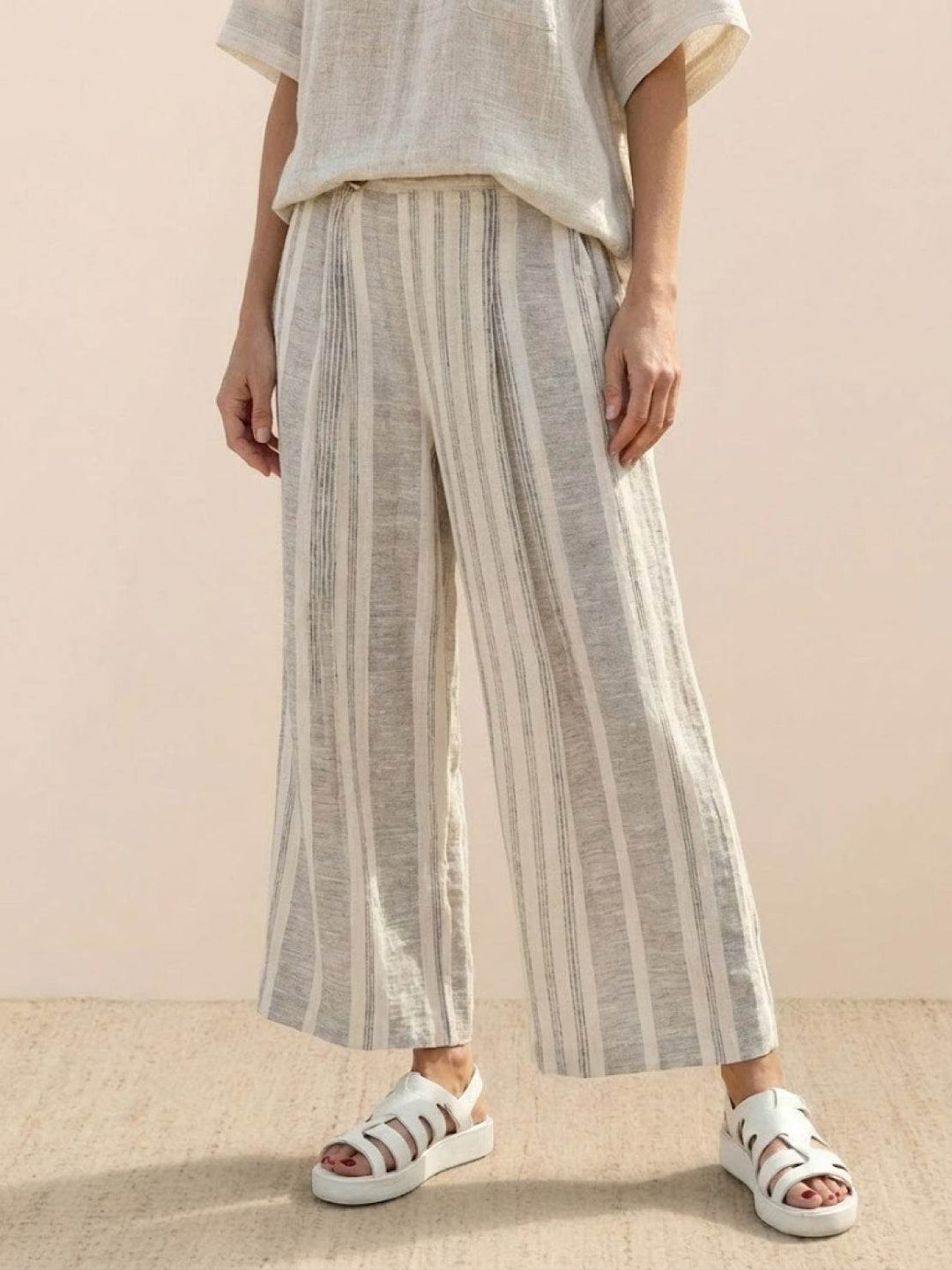 Paloma Striped Wide-Leg Pants &amp; Oversized Pocket Tee Set