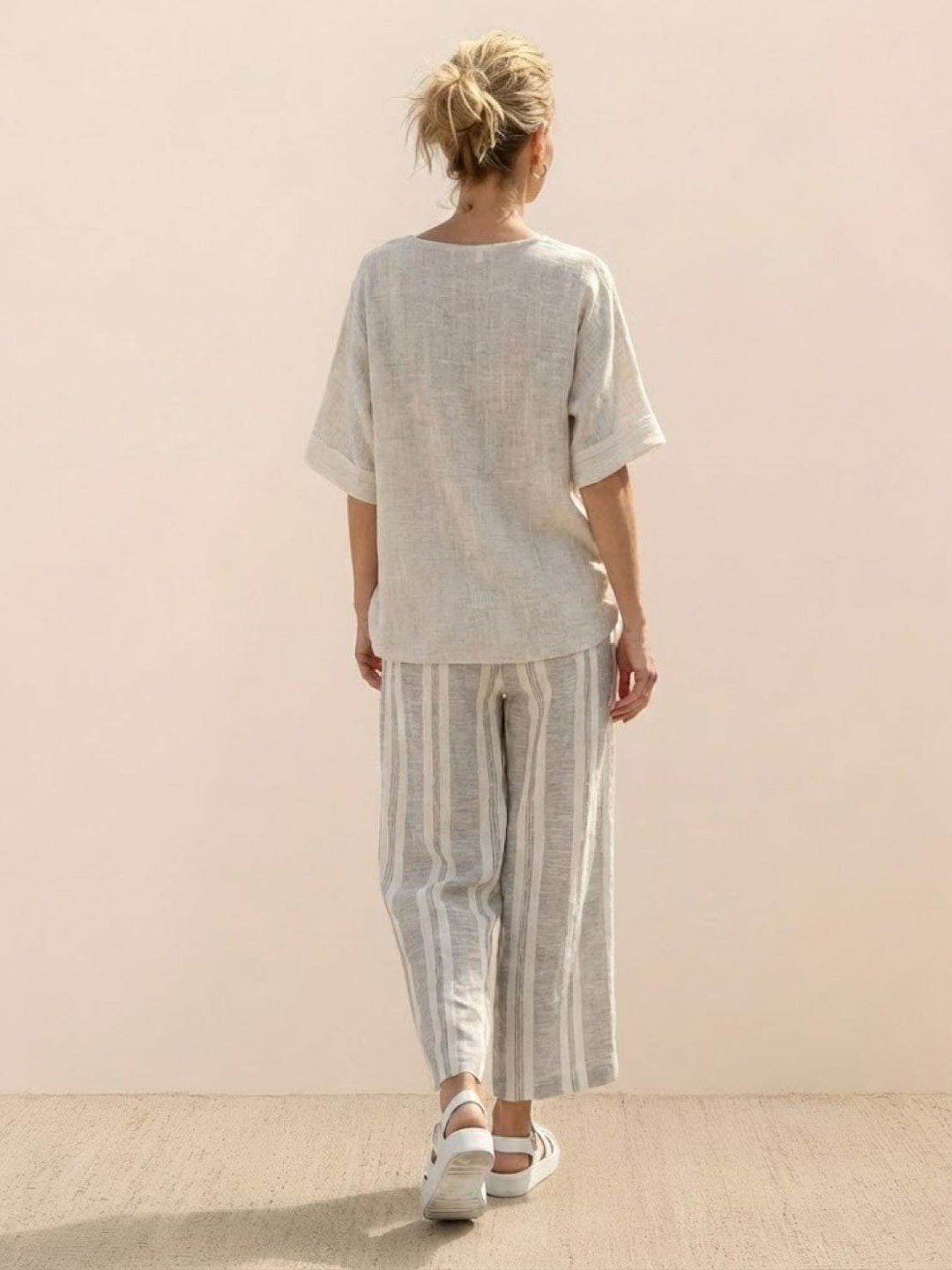 Paloma Striped Wide-Leg Pants &amp; Oversized Pocket Tee Set