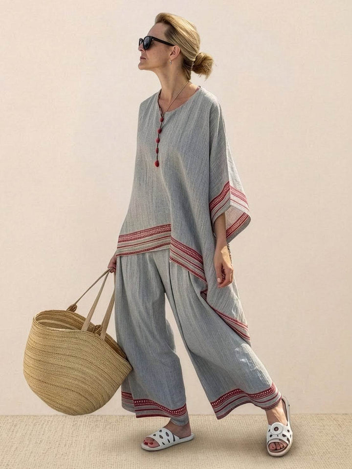 Paloma Striped Wide-Leg Pants &amp; Oversized Pocket Tee Set